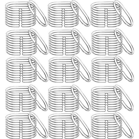 Filiyano-Lot de 120 anneaux de rideau de douche transparents en plastique, anneaux en forme de C, fixations pour tringle à rideau de douche de salle (1/5)