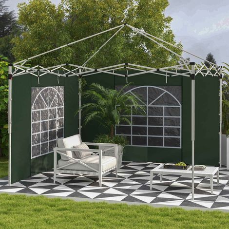 Murs Latéraux Tente Fenêtre Roulante Porte Zippée Vert 295x195cm 3x6m 3x3m