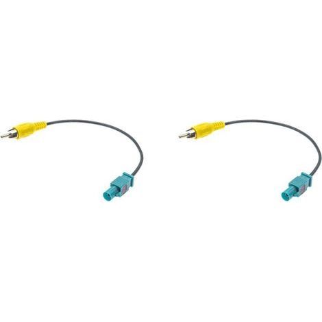 Convient pour un câble adaptateur de caméra de recul avec connecteur Fakra vers RCA (2 x 2), câble de marche arrière, câble de conversion pour caméra de recul de voiture
