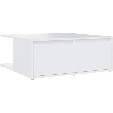 Mesa de centro con cajones diseño moderno y contemporáneo 80 x 80 x 31 cm madera de ingeniería blanca DEC037966