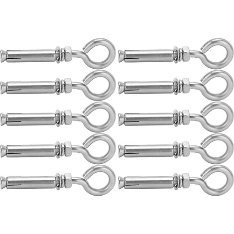 Vis d'ancrage M8x60mm en acier inox 304 avec crochet fermé pour fixation murale en béton