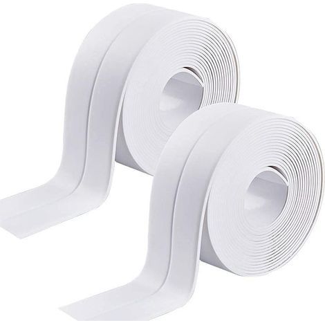 Joint Silicone Blanc Salle de Bain,2 PCS Bande Etancheite Autocollante Scellant Etanche à la Moisissure Ruban d'étanchéité de Bain pour Cuisine Mur (1/5)