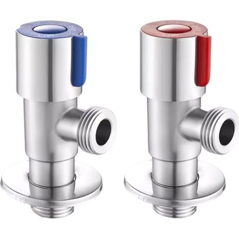 2 valvole angolari per rubinetto in acciaio inox da 1/2", valvola di controllo angolare per bagno, cucina, WC (blu, rosso) (1/4)