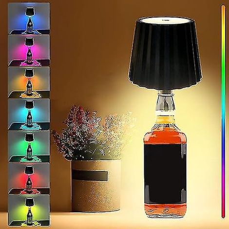 Wiederaufladbare LED-Tischleuchte, dimmbare LED-Tischleuchte, kabellose LED-Flaschenleuchte, dimmbare Touch-Flaschenleuchte, RGB-Farben, Schwarz (1/4)