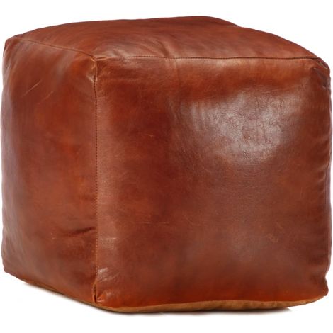Pouf Hellbraun 40 x 40 x 40 cm Echtes Ziegenleder