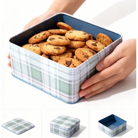 Boîte en métal de Noël pour biscuits, pain d'épice, bonbons, bâtonnets 15 x 15 x 7 cm (1/5)