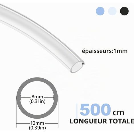 PVC Tube, 8 mm x 10 mm, Aquarium Hose, Flexible Plastic Tube, Transparent (1/4)