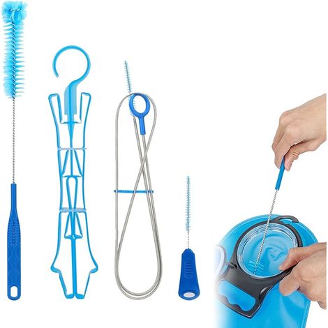 Kit De Nettoyage pour Réservoir d'eau, Kit De Nettoyage 4 en 1, Brosse À Tube D'hydratation, avec Brosse Longue, Cadre Pliable De Séchage pour Réservoir d'eau, pour Randonnée, Vélo, Escalade (1/5)