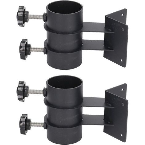 Lot de 2 supports latéraux pour parasol de terrasse, en acier, avec pince de fixation et base à clip pour terrasse, balcon ou cour extérieure. (1/5)