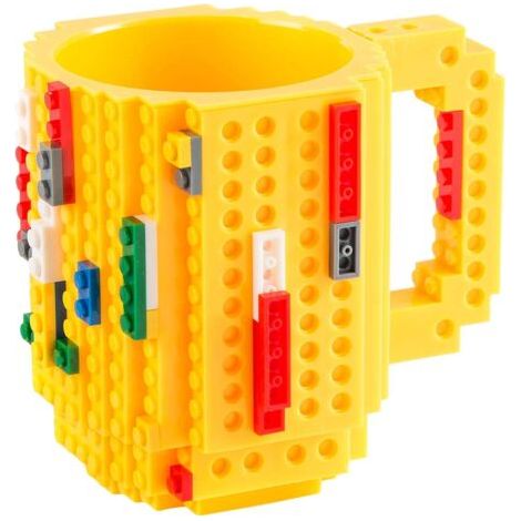 BUNTHAUS Build on Brick Mug Tasse à café en Briques - Tasse en Briques de Construction Tasse à café 350ml (Jaune) (1/5)