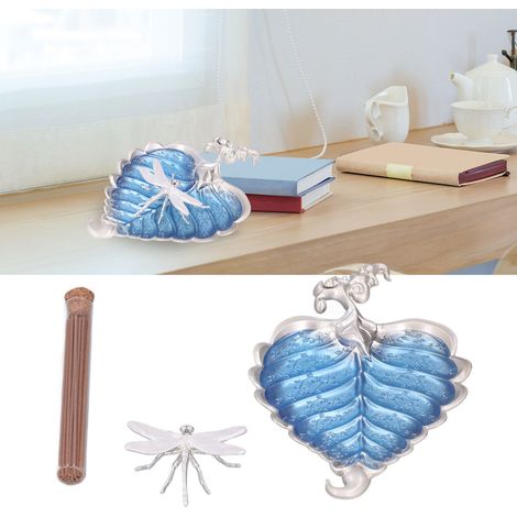 Bodhi-Blatt-Räucherstäbchen-Tablett und -Set (kann auch als Schmucktablett verwendet werden) beinhaltet Räucherstäbchen, Bodhi-Blätter und 037 Silber. (1/5)
