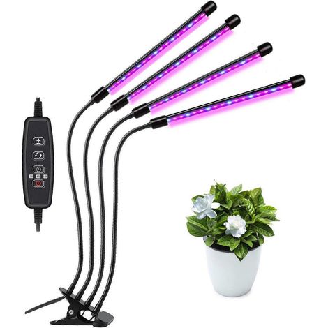 40W LED-Pflanzenlampe mit 80 LEDs, Vollspektrum, 3 Timer-Stufen, 3 Modi, 360°-Schwanenhals, USB-Adapter, für Zimmerpflanzen