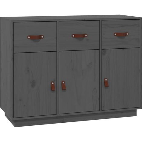Credenza buffet cassettiera mobile contenitore organizer cucina soggiorno soggiorno 100 x 40 x 75 cm legno massello di pino grigio 020031766
