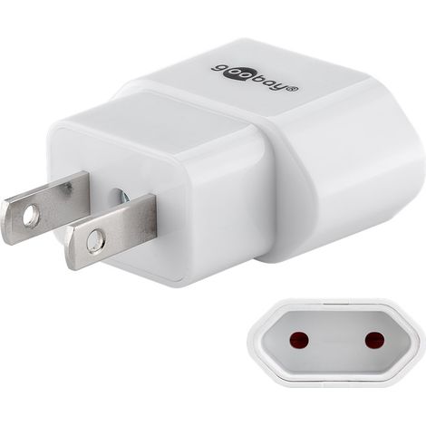 goobay Power adapter, white - Euro female (Type C CEE 7/16)  US/Japanese male (Type A, NEMA 1-15, 2-pin) (45345) (1/2)