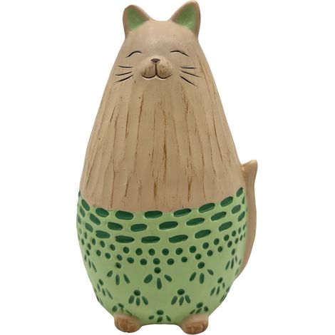 Statuina in resina a forma di gatto per la decorazione della casa, regalo ideale, design moderno ed elegante, verde
