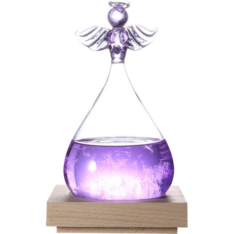 Bouteille météo en verre décoratif forme ange violet, cadeau original pour Saint-Valentin, ornement maison innovant. (1/5)