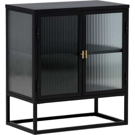 Vitrine 2 Portes Design "Garis" 80cm Noir