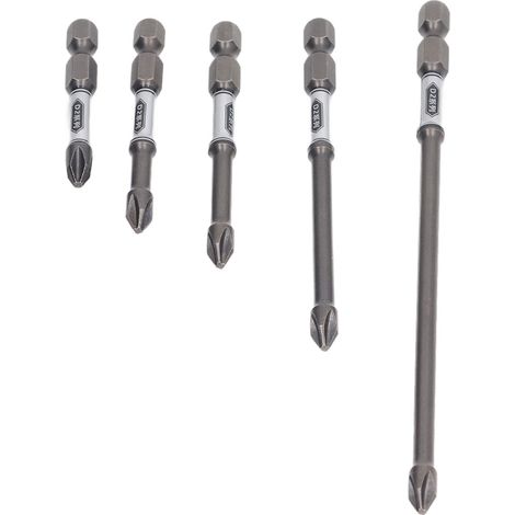 Jeu de 5 embouts de tournevis S2 acier, antidérapants, magnétiques, longs, pour perceuse visseuse à chocs (1/5)