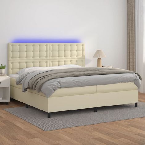 Giroletto a Molle con Materasso e LED Crema 200x200 cm vidaXL (1/5)