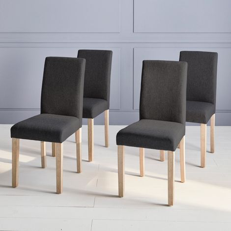 Set 4 sedie in tessuto con gambe in legno