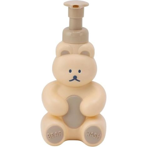 CSPARKV Joli Distributeur de Savon Liquide pour Les Mains, en Forme d'ours de Dessin animé, Flacon à Pompe Rechargeable pour Salle de Bain, Cuisine, Enfants et Adultes, Look (Grand Blanc (1/5)