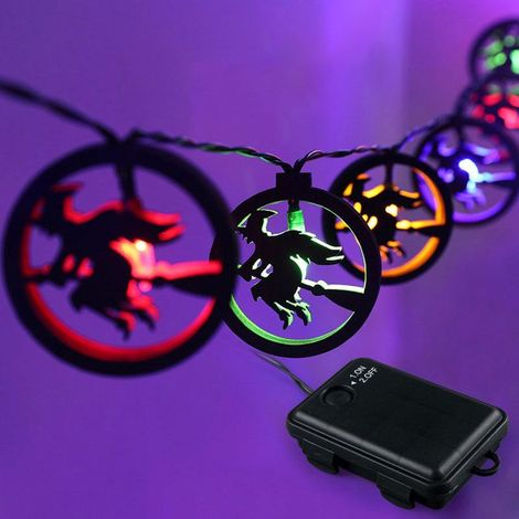 KLVGTIFS PU - Guirlande lumineuse en bois pour Halloween, décoration de fête, ambiance bistrot, couleur magicien (1/4)