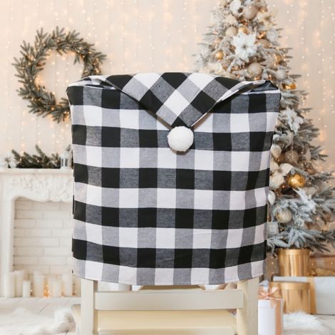 Housse De Chaise De Noël - Motif Bonnet De Père Noël - Tissu Élastique - 60 x 50 cm - Pour Chaises Standard - 1 Pièce (1/5)
