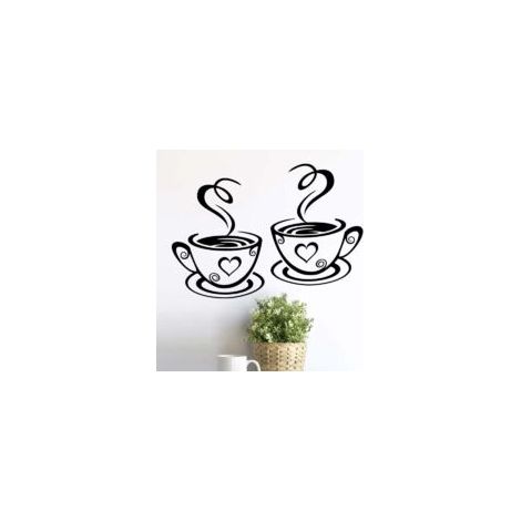 Set mit 2 Vinyl-Wandaufklebern für Küchentassen mit Liebeszitat für Kneipen, Cafés, Teestuben, abnehmbarer Wandaufkleber, schwarze Tassen-Heimdekoration, Geschäft (A) - Crezuo