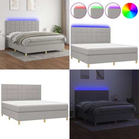 Boxspringbett mit Matratze & LED Hellgrau 160x200 cm Stoff - Boxspringbett - Doppelbett - Schlafsofa - Lattenrost - Bettauflage - Home & Living (1/5)