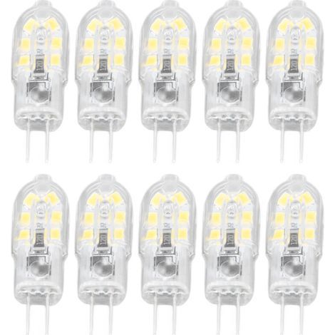 10 G4-LED-Lampen, hohe Helligkeit, dimmbar, hohe Farbwiedergabe, transparente Gehäuselampen für die Gartenbeleuchtung, 12 V Gleichstrom, warmweißes Licht (1/5)