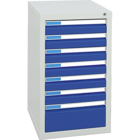 Stumpf Schubladenschrank Serie ESTA, 7 Schubladen enzianblau (6x100, 1x200mm) (1/2)