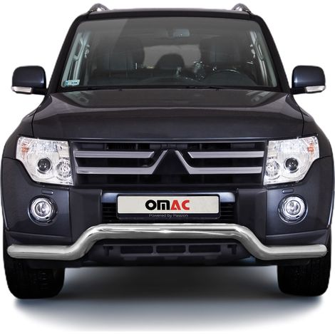 Pare-Buffle Avant Pour Mitsubishi Pajero 2007-2014 en Acier Argent (1/5)