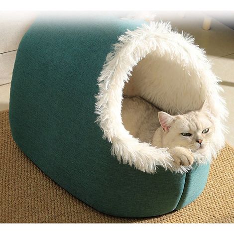 1 pièce Nid pour animal de compagnie en forme de pantoufle, adapté aux chats Maison pour animal semi-fermée Chaud Mignon Pour Automne Hiver Taille M (1/4)