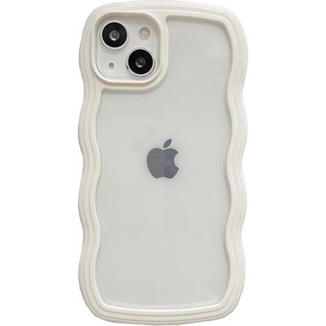 Coque iPhone 13 Blanche, Vague Ondulée Esthétique Fille, Housse Transparente Protectrice, Silicone Souple Antichoc, Étui Décoratif Femme (1/5)