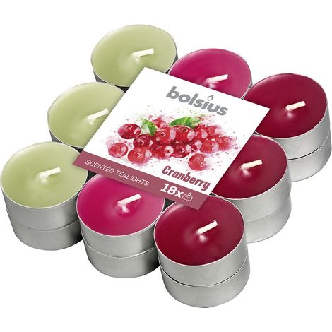 Bolsius Duftteelichter Cranberry Ø 3,8 cm, 18er Pack Duftkerzen (1/2)