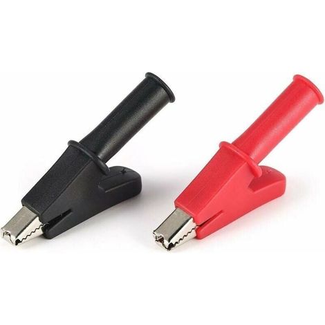 2 Clips de Protection Complets Pinces Crocodile Pince Crocodile pour Multimètre Testeur Noir Rouge (1/5)
