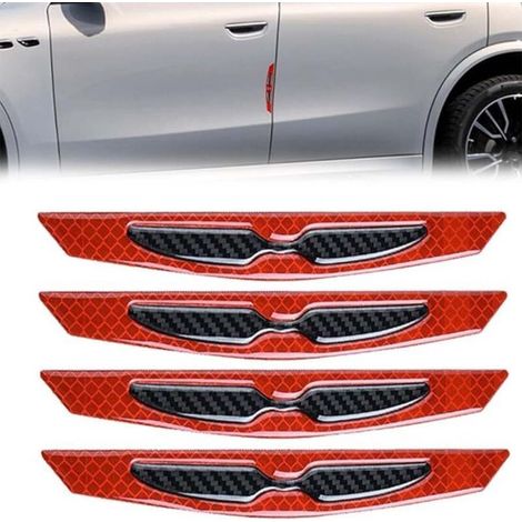 4 Pièces Protections de Bord Porte de Voiture, Protecteurs Bord Porte de Voiture Réfléchissant, Autocollants Fibre de Carbone, en Caoutchouc de Qualité Supérieure (1/5)