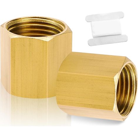 Lot de 2 manchons en laiton IG 3/8" - Filetage intérieur 3/8" - Raccord double en laiton - Avec bande d'étanchéité - Pour raccord de tuyau (1/5)