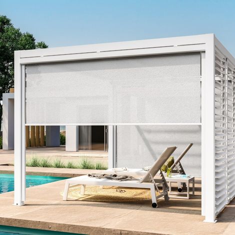 Tenda a rullo Frangisole laterale per pergola Bioclimatica con zanzariera -Antracite / Lato 3.6 mt (1/9)