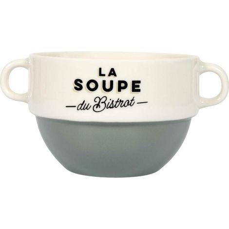 Bol à soupe vert Bistrot avec anses 450 ml