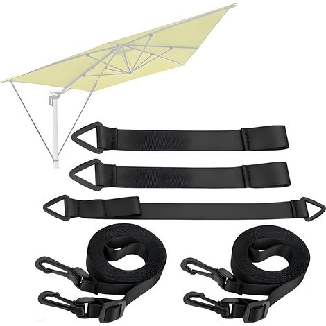 Lot de 5 sangles de parasol en porte-à-faux coupe-vent  Kit d'arrimage réglable résistant aux intempéries avec crochets à mousqueton (1/5)