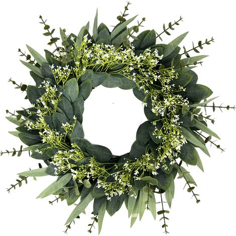 Guirlande De Porte - Eucalyptus Artificiel - Décor Intérieur Extérieur - 50 Cm - Pour Porte Mur Fenêtre Jardin (1/5)