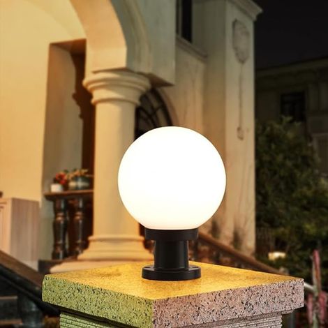 Lampe de Pilier Extérieur Étanche - Lanterne E27 Moderne de Jardin pour Portail, Chemin, Patio avec Colonne Ronde pour Éclairage Paysage (20cm) (1/5)
