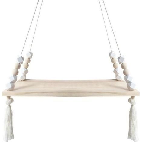 Étagère Murale Enfant Éagère Décorative à Suspendre avec Corde et Planche en Bois Style Ins Forme Balançoire Chambre23579 (1/4)