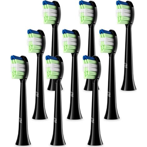 9 têtes de rechange pour brosse à dents électrique, poils moyens, adaptées pour P200 (noir) (1/5)