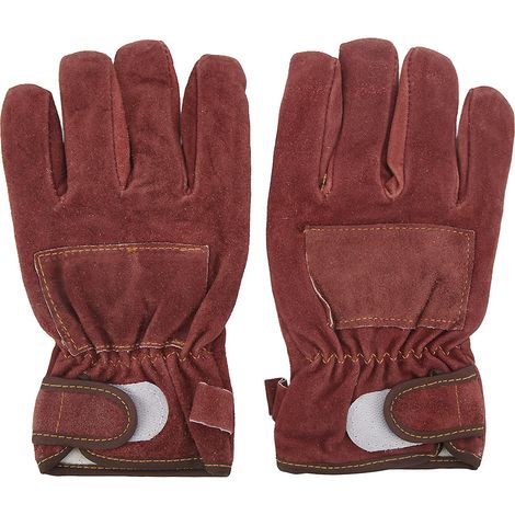 Gants doubles résistants à la chaleur, ignifugés, anti-brûlures et anti-déflagrants, adaptés aux barbecues, courts, bordeaux. (1/5)