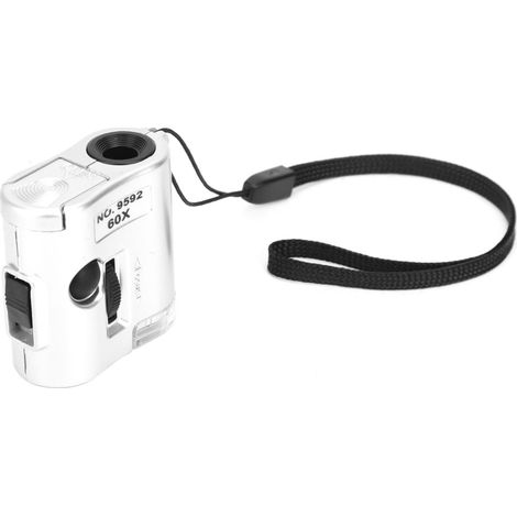 Mini microscope de poche 60X, loupe avec détecteur de contrefaçons LED (1/5)
