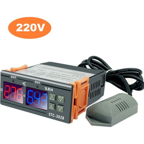 STC-3028 Contrôleur de température et d'humidité intelligent à affichage numérique Thermomètre et humidimètre de serre Thermomètre à éclosion Contrôle de température 220V (1/5)