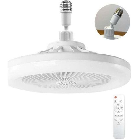 Ventilateur Plafond Avec Lumiere,ventilateur De Plafond Avec Télécommande,ventilateur Silencieux Plafond,E27 plafonnier LED À Intensité Variable,3vitesses,Temporisable (Blanc) (1/4)