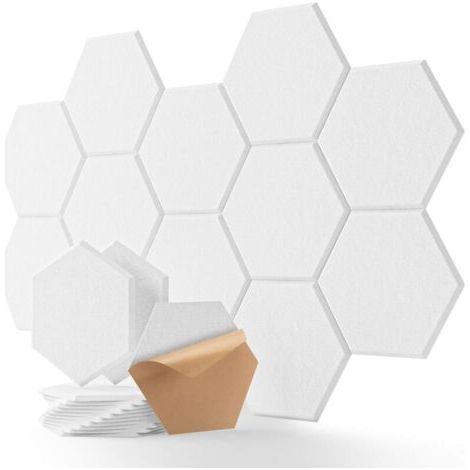 Lot de 12 panneaux insonorisants hexagonaux autocollants 30 x 25 x 1 cm, mousse insonorisante haute densité pour studios (1/5)